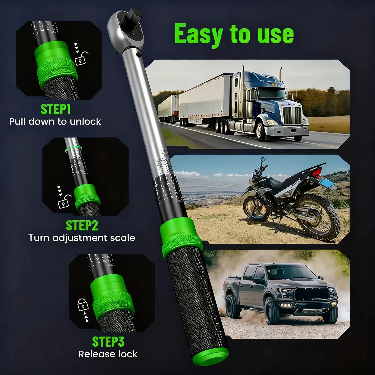 TaskStar 8-In-1 Torque Wrench Kit Dual Scale Ratchet Set