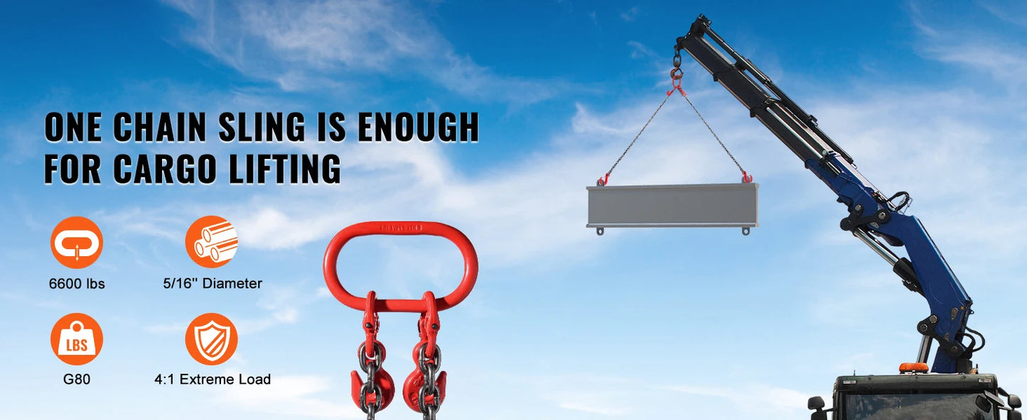 SucceBuy 3 Ton Chain Sling G80 2 Leg Grab Hook Heavy Duty Lifting