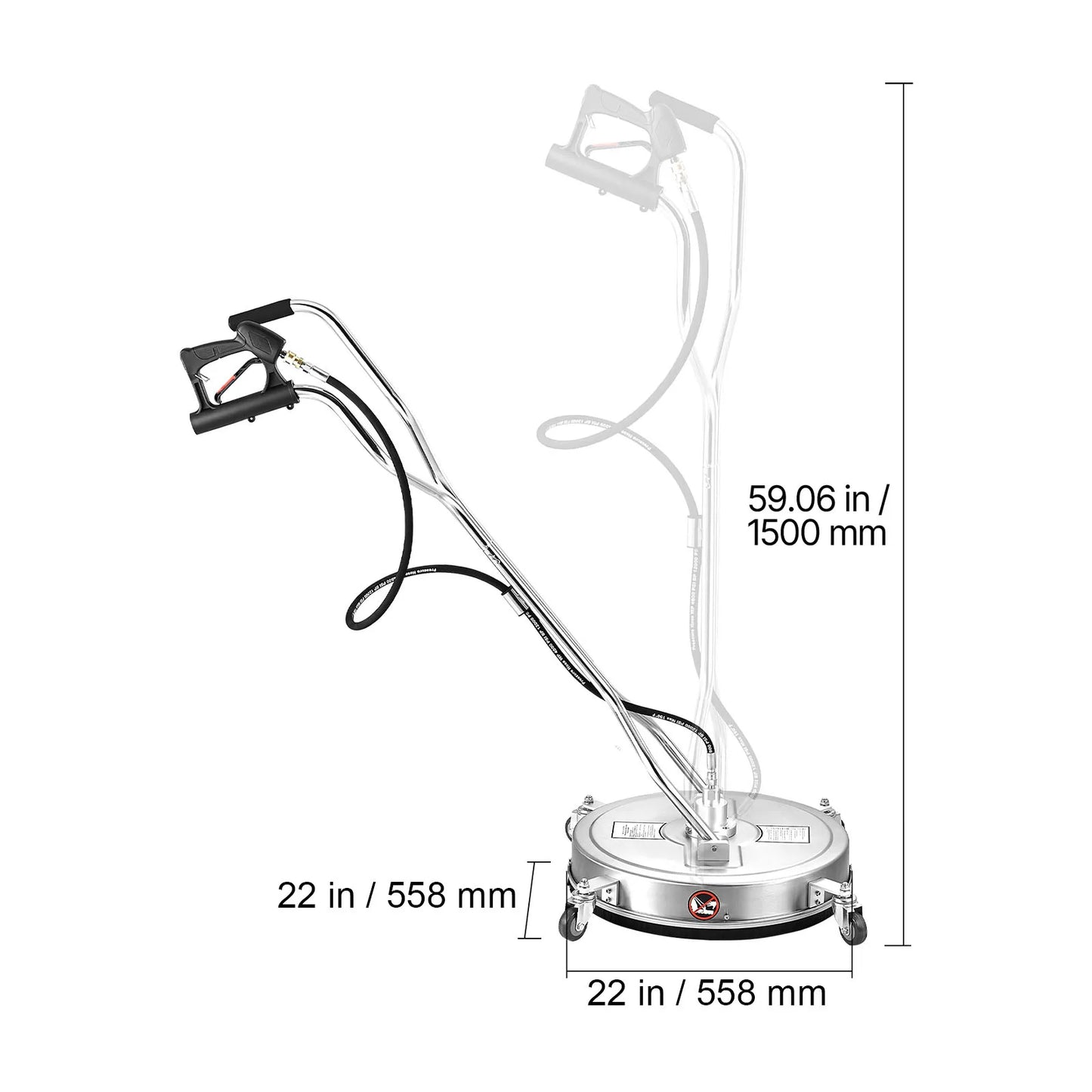 VEVOR Pressure Washer Surface Cleaner Stainless Steel With 4 Wheels