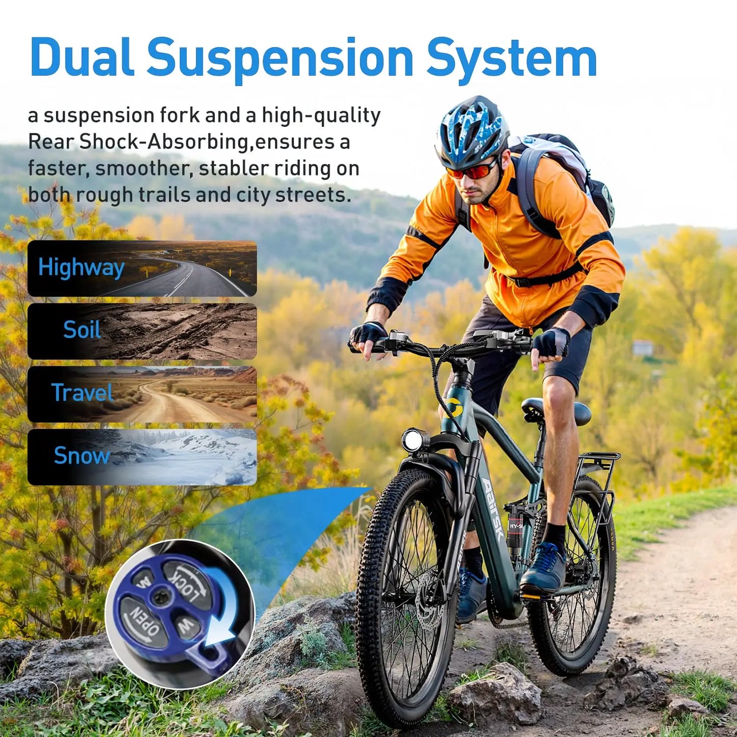 Electric Bike 750W Motor 23 Mph Dual Suspension Long Range