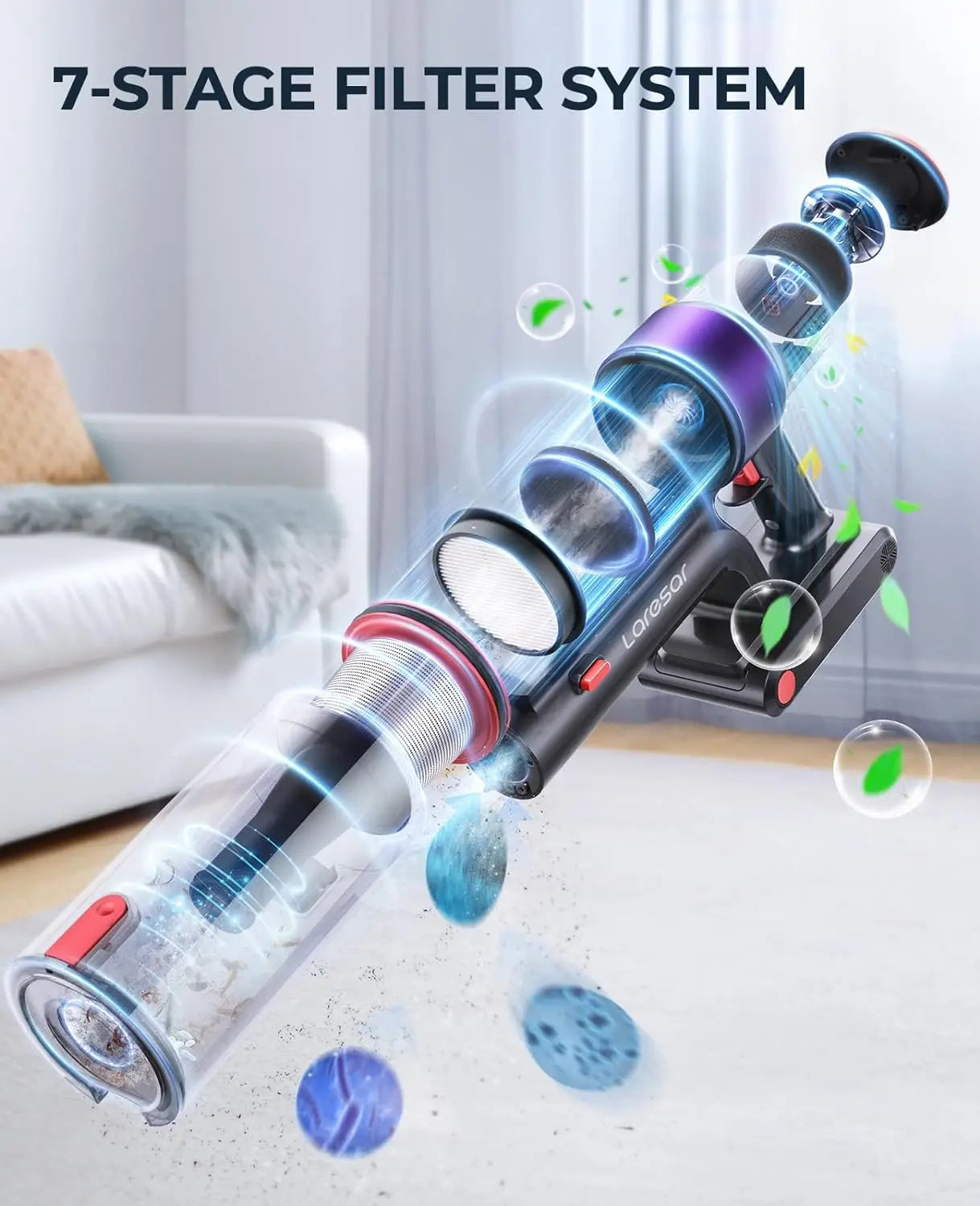 LARESAR Elite 8 Cordless Vacuum Cleaner Handheld, 450W, 55-Min Runtime