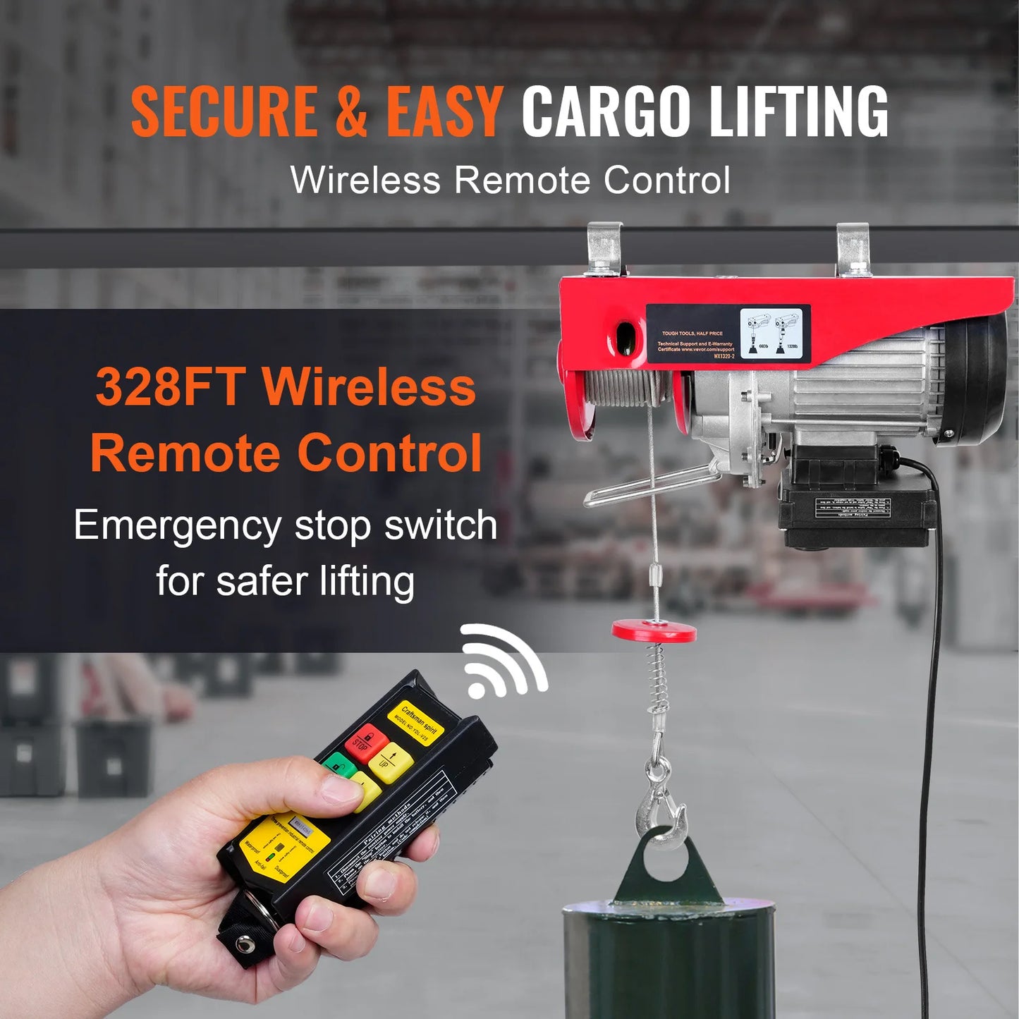 SucceBuy Electric Hoist 400-1000kg Lifting Crane With Remote Control