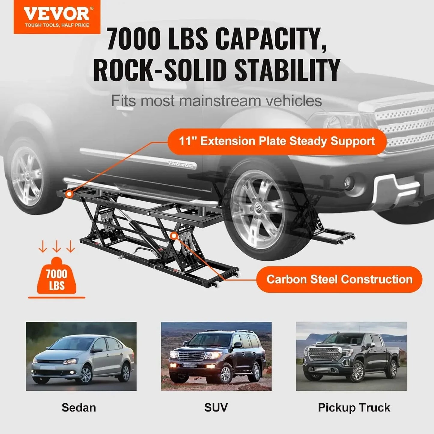 Portable Car Lift 7000 LBS Capacity with 120V Power Unit