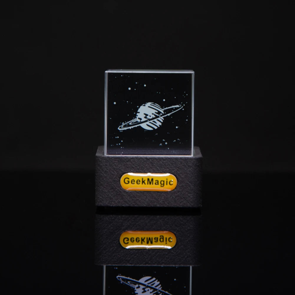 Alloet Crystal Cube Holographic Photo Display Weather Desk Clock