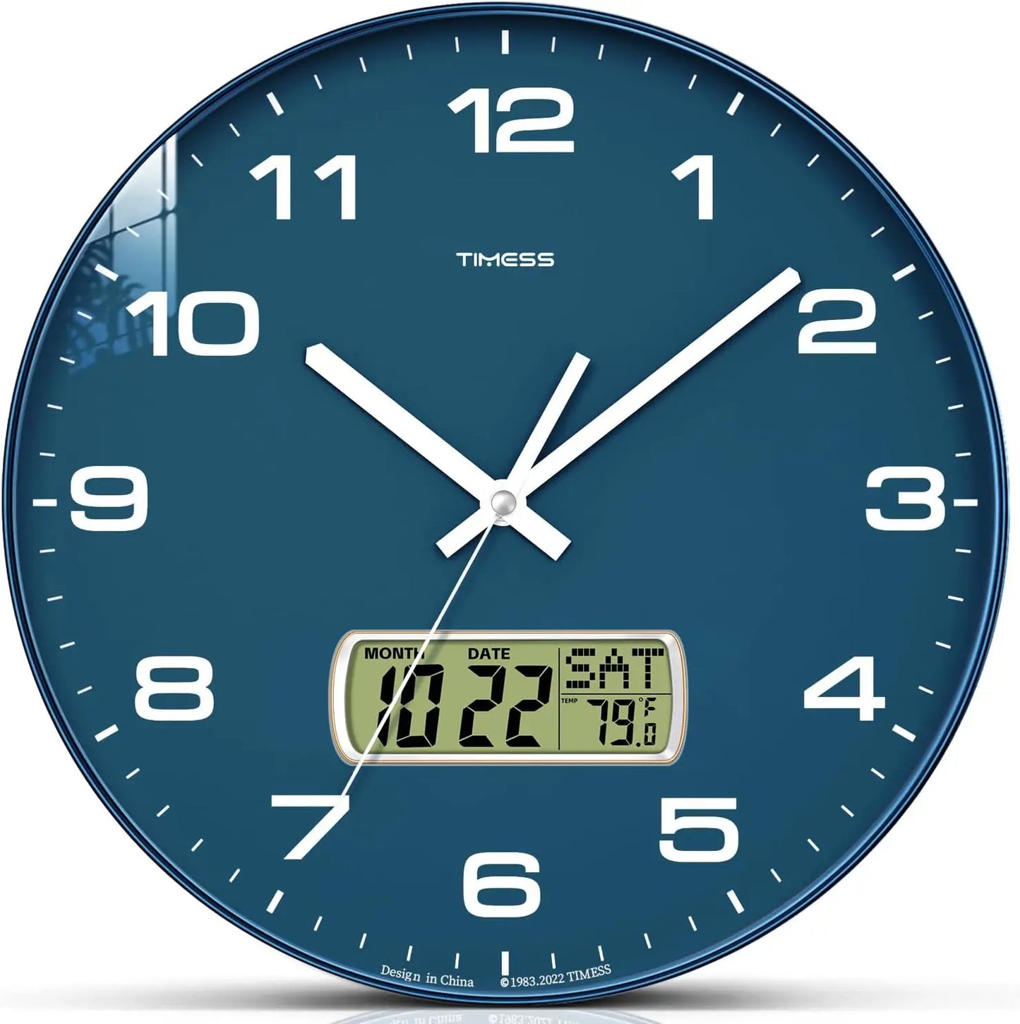 Timess Battery Operated Calendar Wall Clock With Fahrenheit Temperature Display