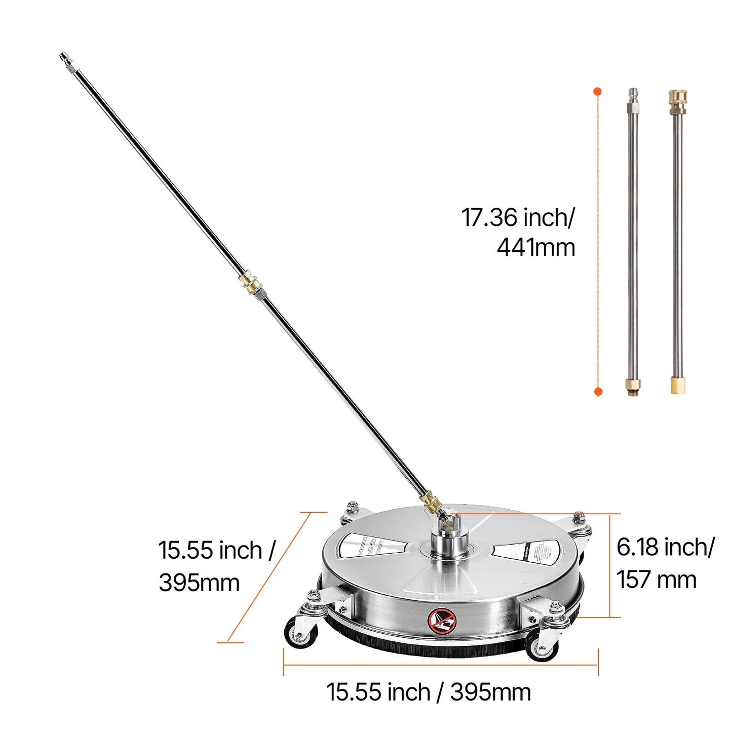 VEVOR Pressure Washer Surface Cleaner Stainless Steel With 4 Wheels