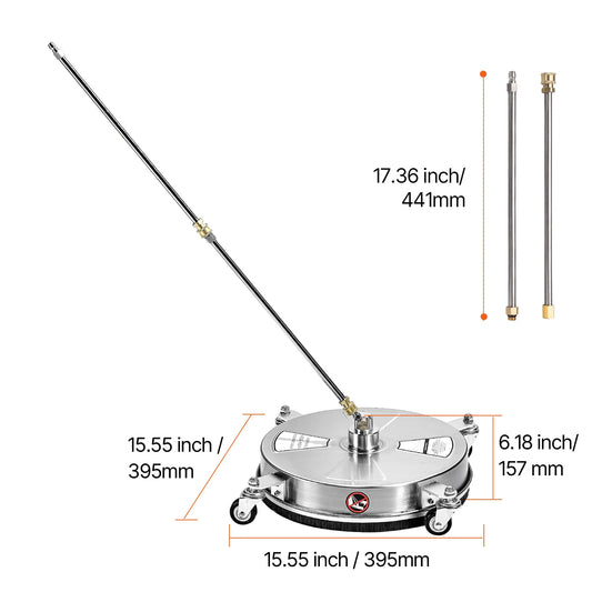 VEVOR Pressure Washer Surface Cleaner Stainless Steel With 4 Wheels