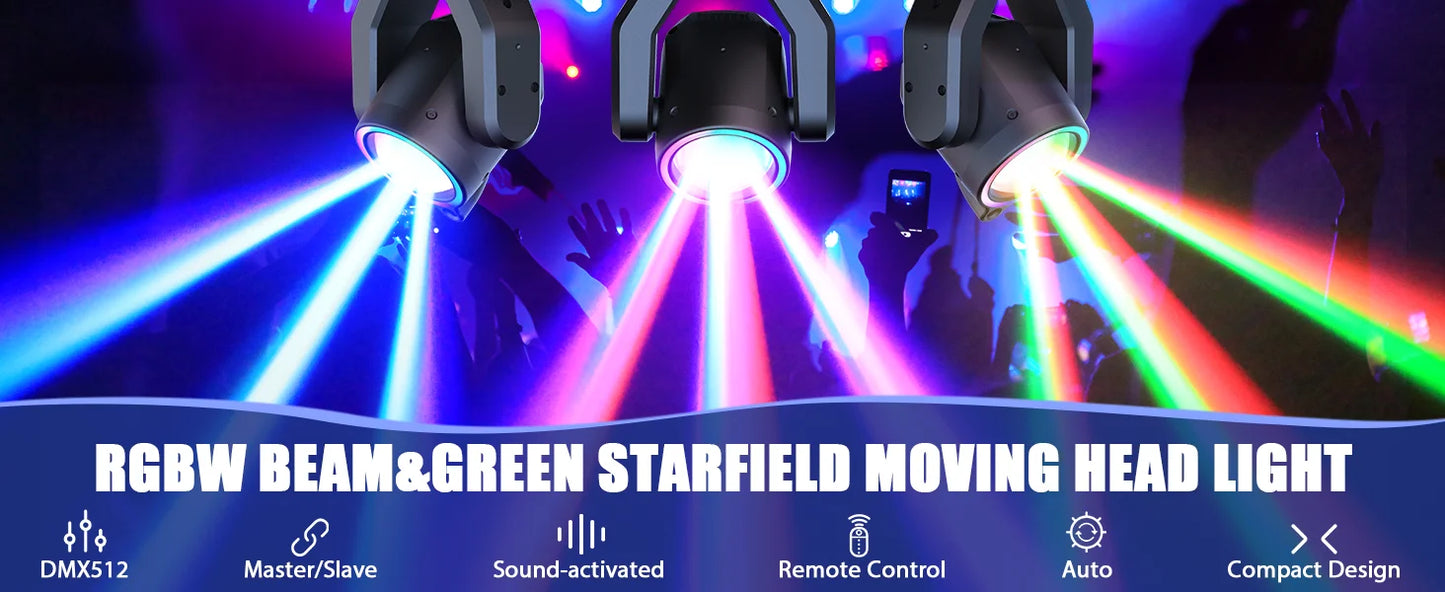 U'King Mini Moving Head Light 4in1 RGBW DMX Strobe Effect