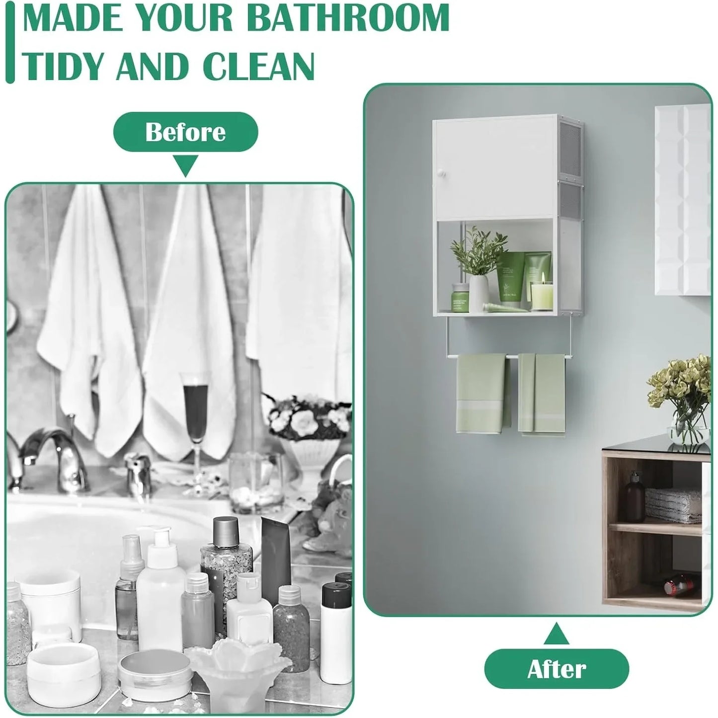 Over Toilet Bathroom Cabinet With Towel Bar And Shelves
