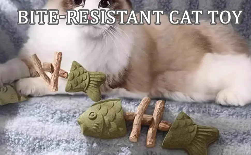 Durable Cat Chew Toy Fishbone Bite-Resistant Plastic