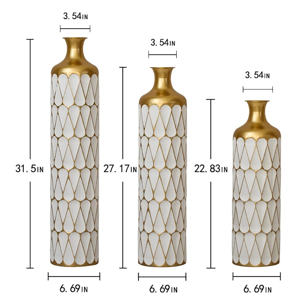 TWISTER.CK Floor Metal Vase Set Modern Drop Shaped Standing Vases