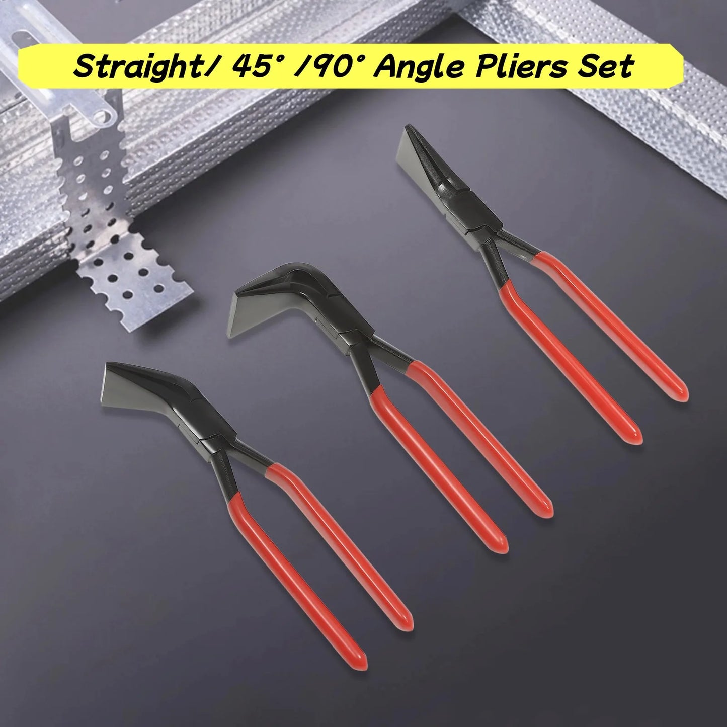 3 Piece Metal Bending Pliers Set Straight 45 90 Degrees For DIY