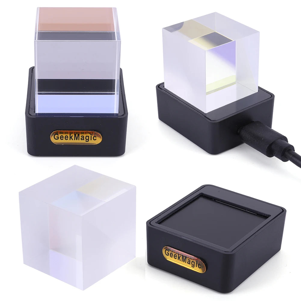 Alloet Crystal Cube Holographic Photo Display Weather Desk Clock