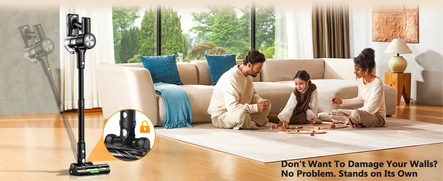 SUXIANGVAC Cordless Vacuum Cleaner 55 KPa 55 Minute Runtime Self Standing