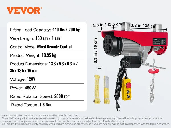 Electric Hoist 200-800kg With Remote Control For Cargo Lifting