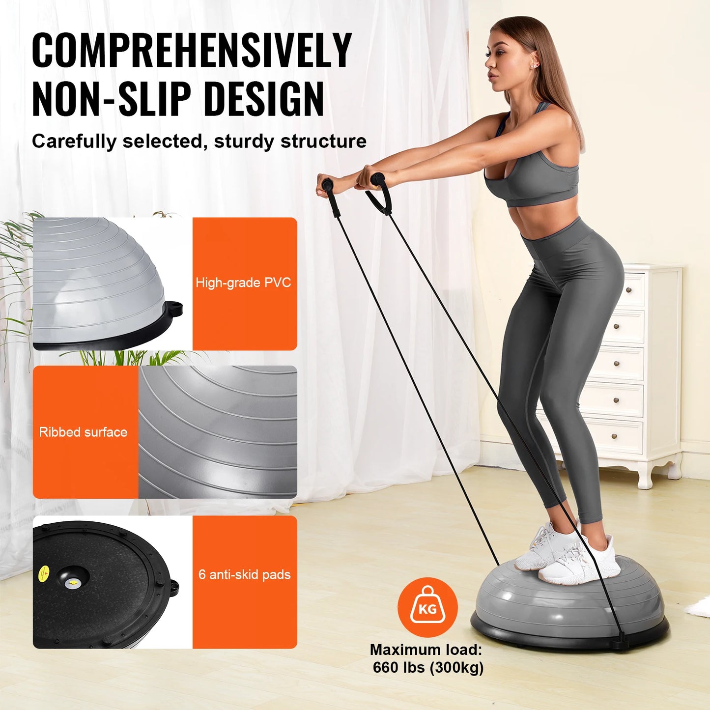 SucceBuy Half Exercise Ball Trainer With Resistance Bands
