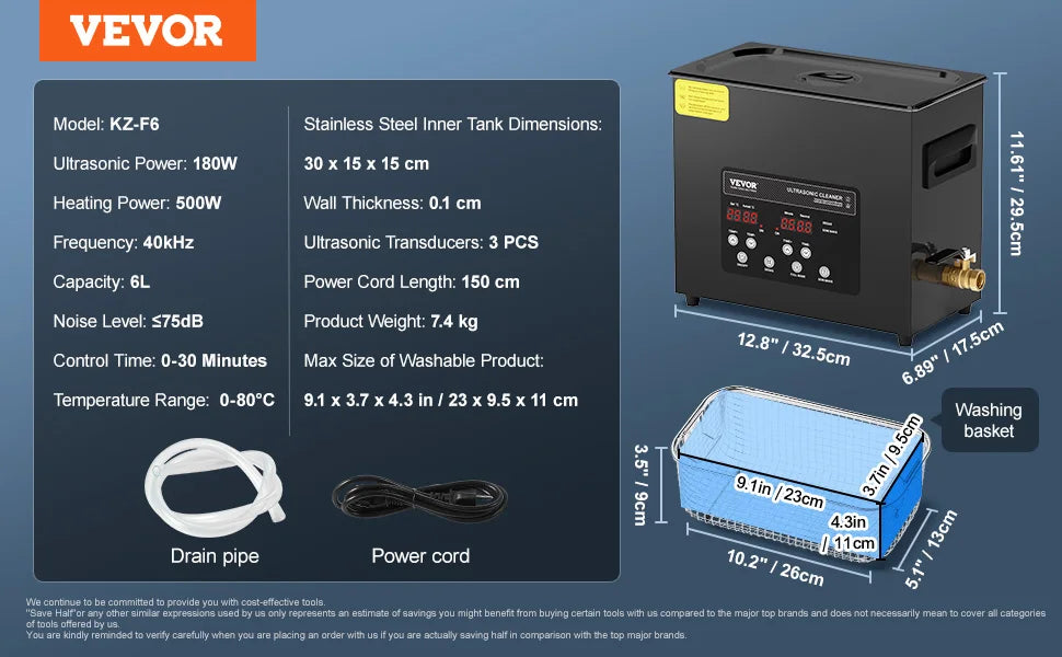 SucceBuy Ultrasonic Cleaner For Dishes And Home Appliances With Timer