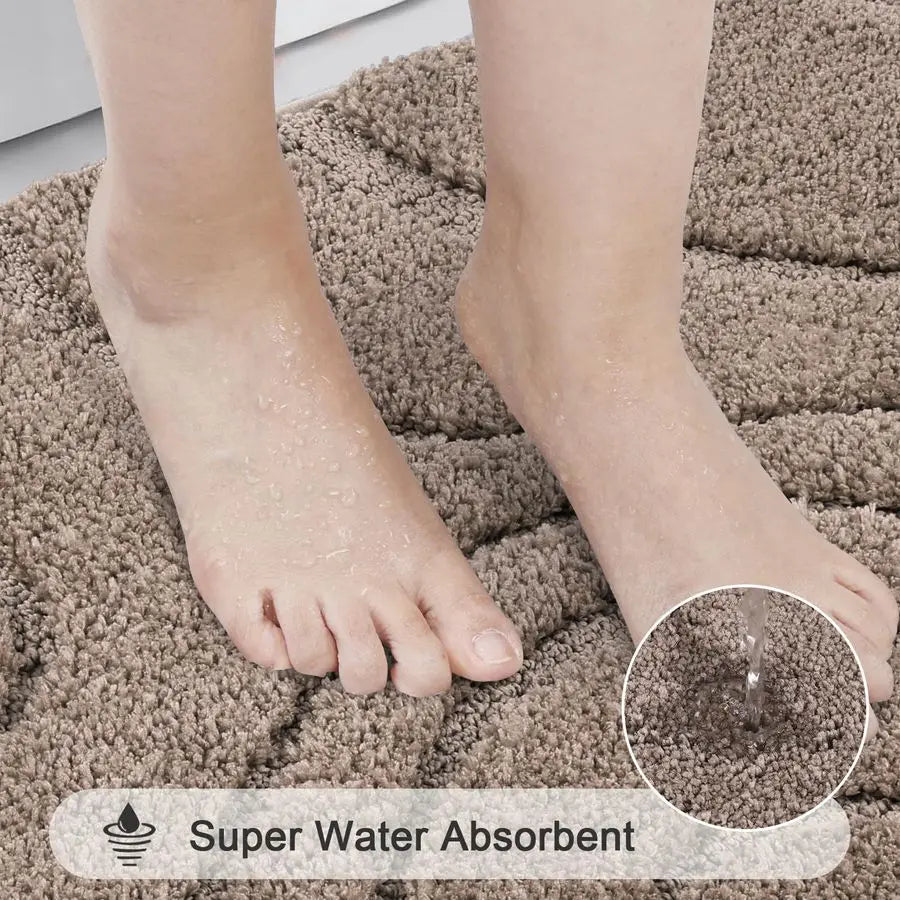XMSJ 5-Piece Bathroom Rug Set Microfiber Non-Slip Bath Mats
