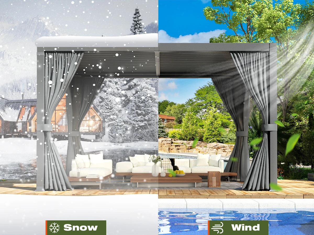 VIWAT Louvered Pergola Aluminum Gazebo With Waterproof Roof