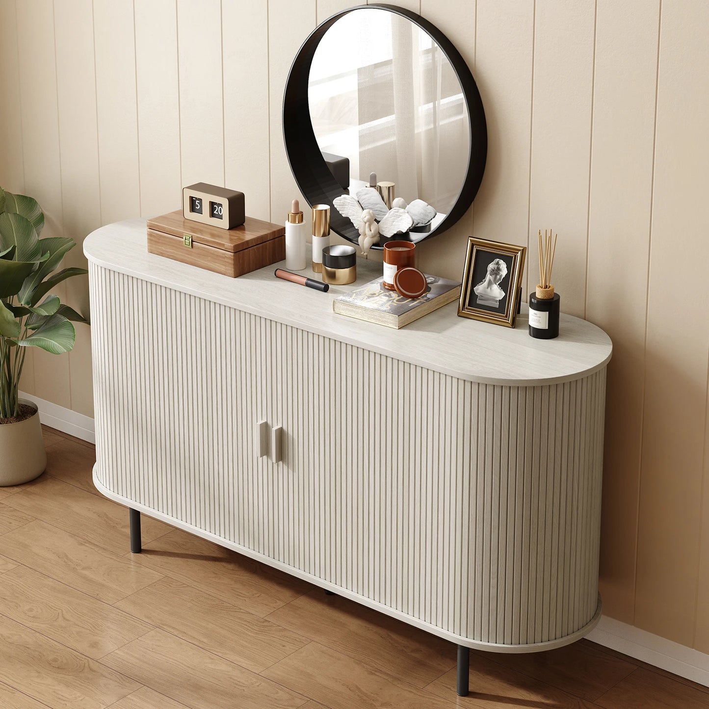 ONBRILL Modern Sideboard Buffet Cabinet With Sliding Doors And Shelves