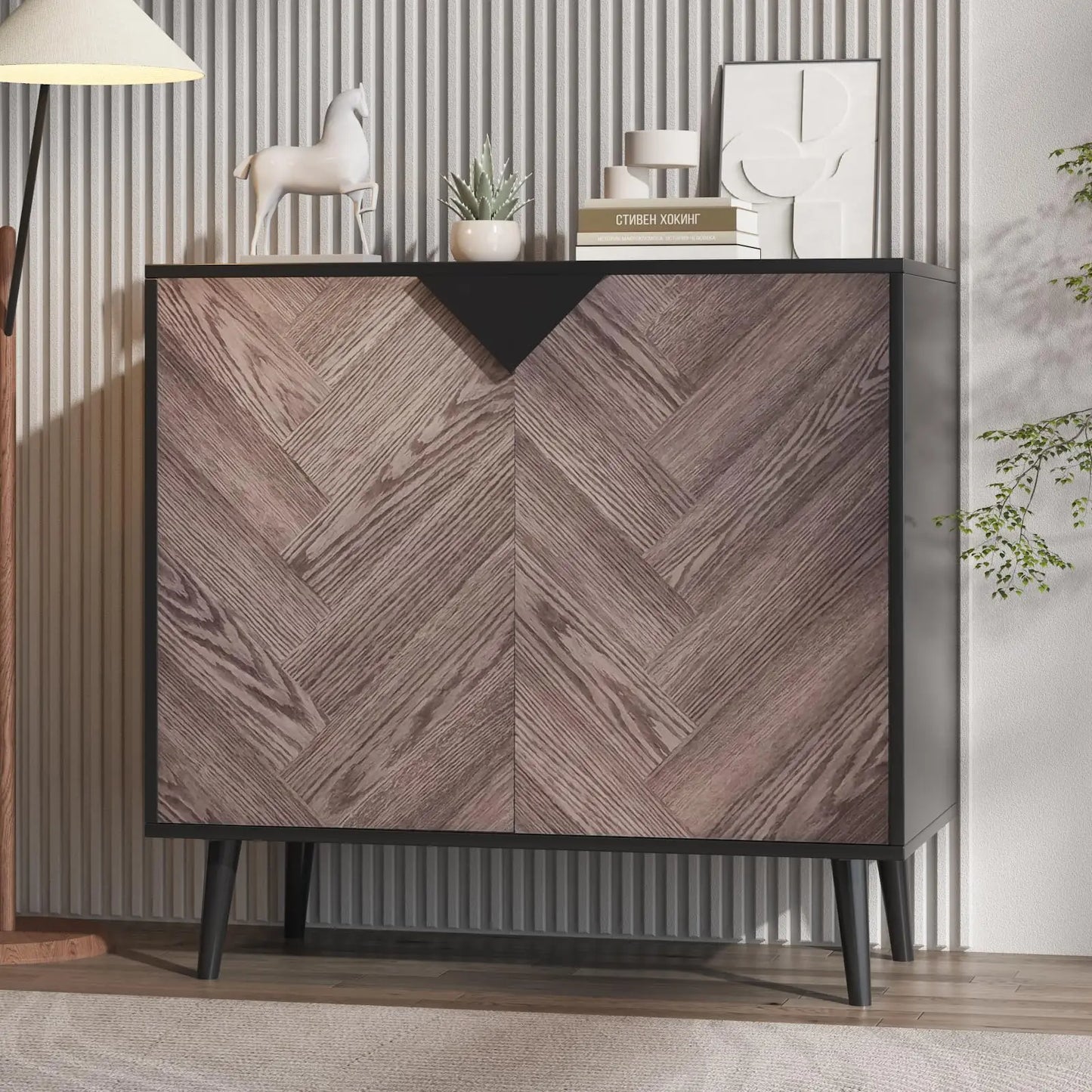 HiMISS Modern Storage Cabinet With Shelf And Doors For Living Room