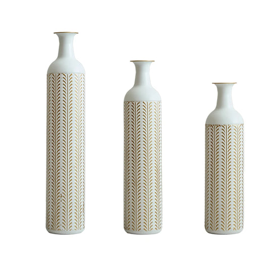 TWISTER.CK Floor Vase Set Modern Metal 3-Piece Drop-Shaped Standing Vases