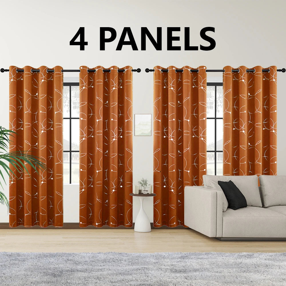 4 Piece Blackout Grommet Curtains Thermal Insulated Room Darkening