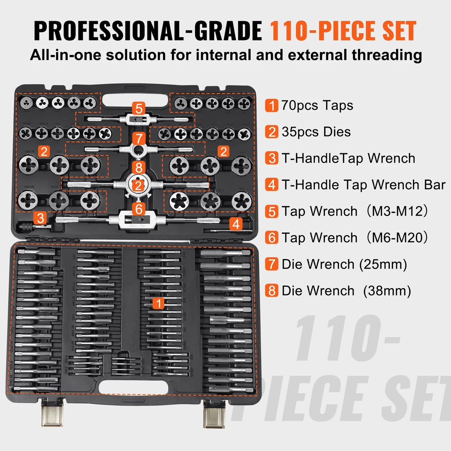 SucceBuy Tap And Die Set Threading Tool Metric SAE Bearing Steel