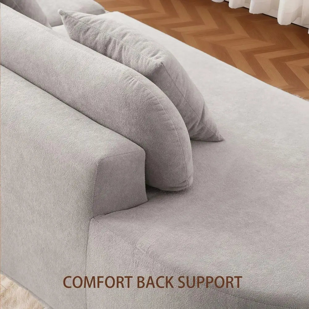 QWC Modern Curved Cloud Couch Sectional With 3 Pillows