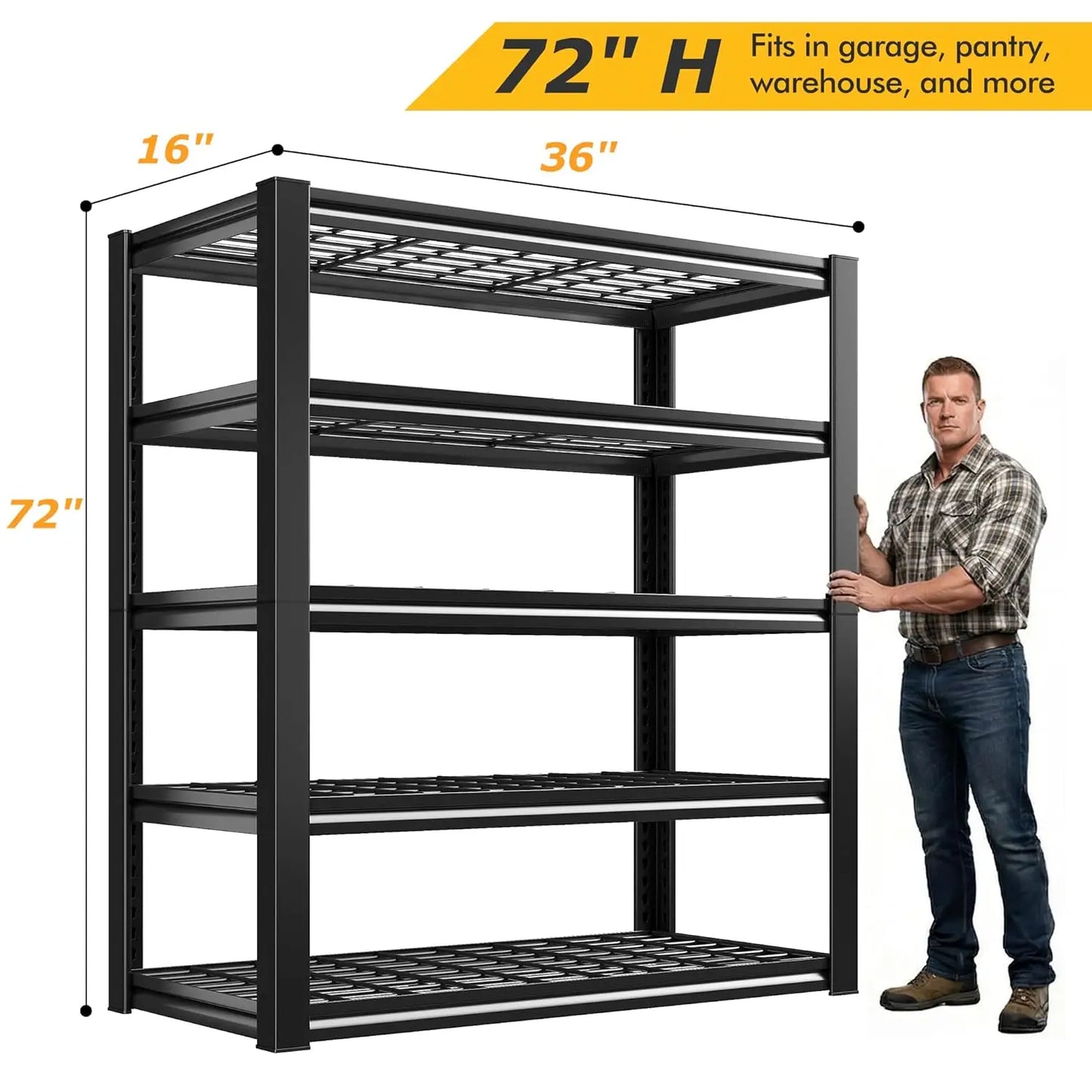 Garage Shelving Unit 5 Tier Heavy Duty Steel Storage