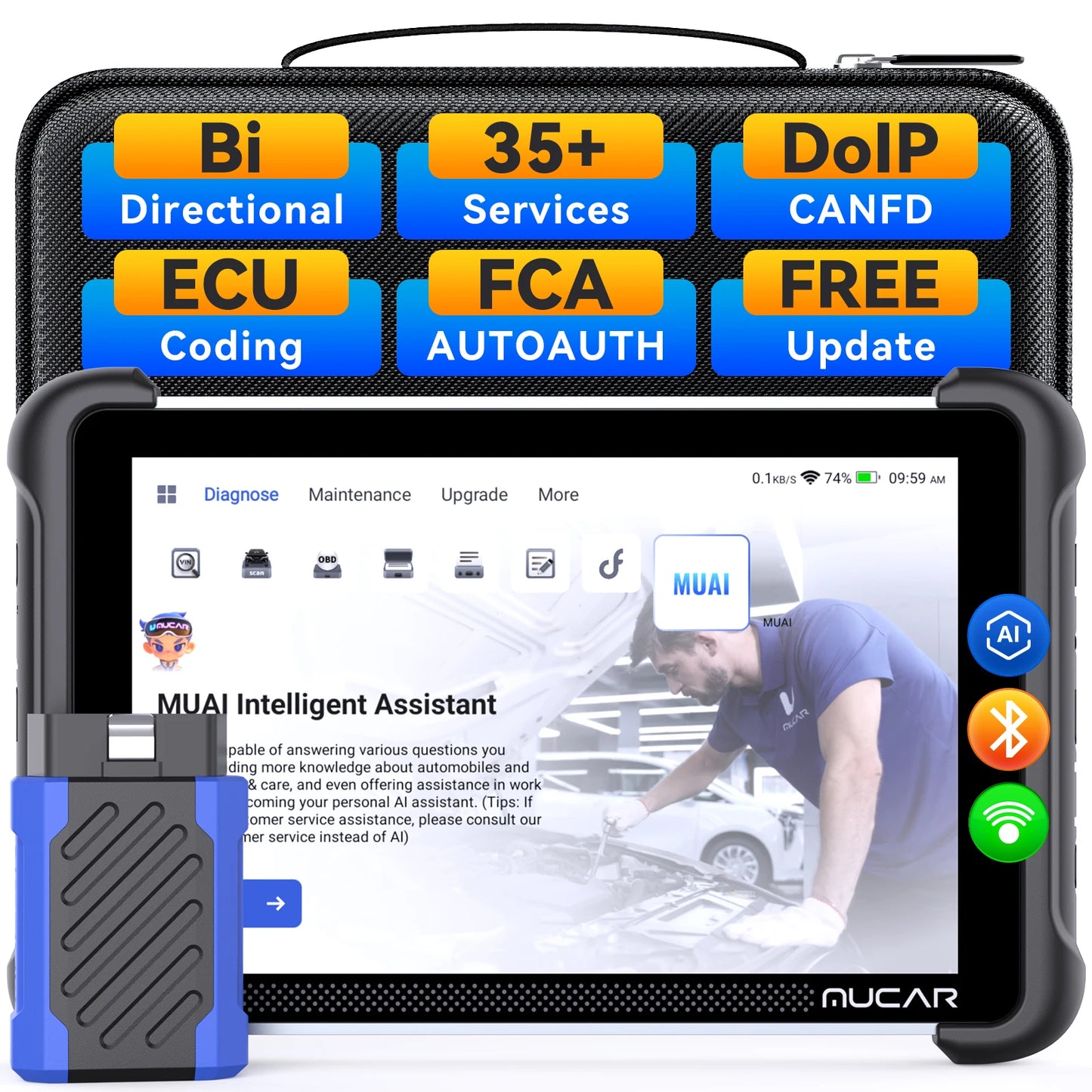 MUCAR 892BT AI Key Programming Diagnostic Tool OBD2 Scanner CAN FD DOIP