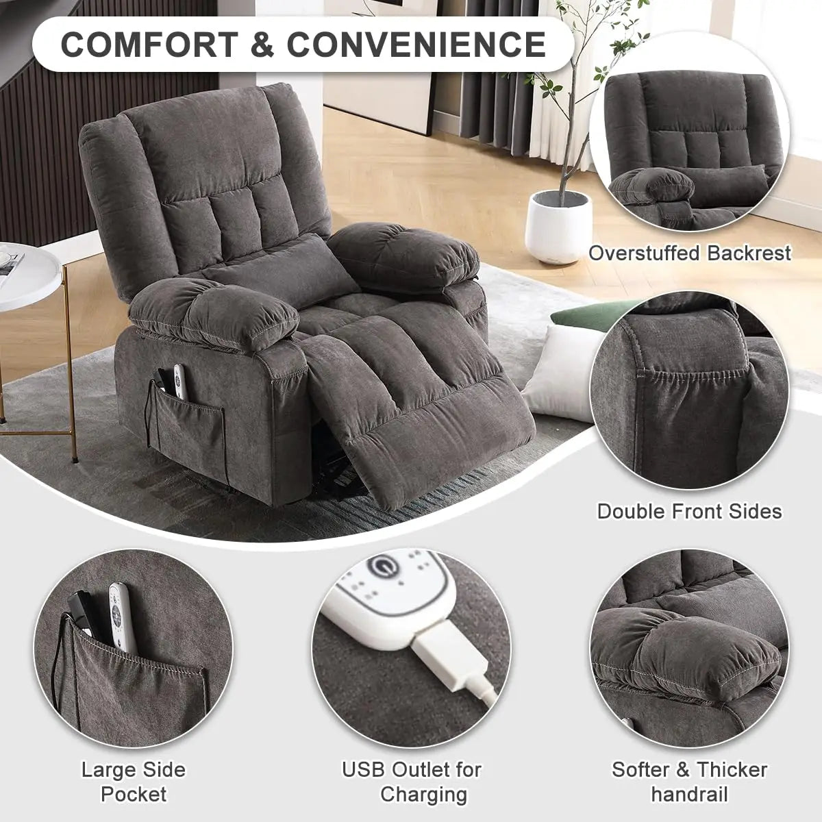 Guangbai Power Lift Recliner Chair With Vibration Massage And Heating