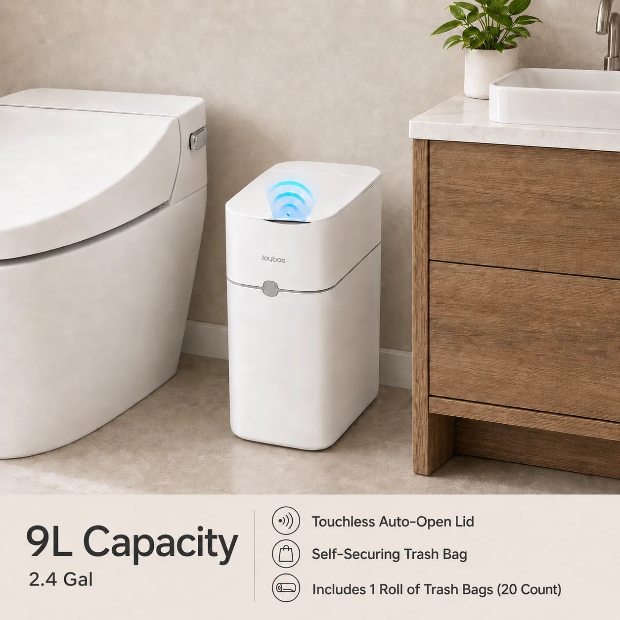 Joybos Touchless Trash Can With Motion Sensor Auto Bag Suction