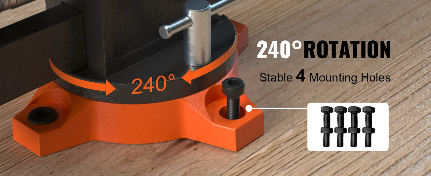 SucceBuy Bench Vise Heavy Duty Cast Iron With Swivel Base Anvil Multipurpose