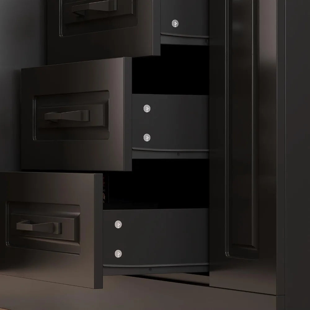 Bar Countertop With Three Charging Outlets And Storage Shelves