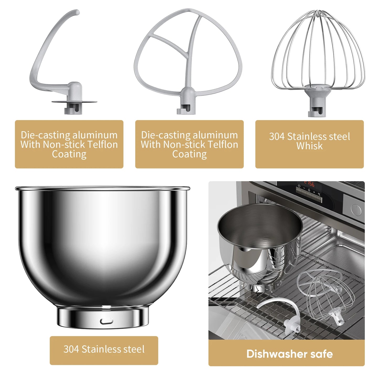 Biolomix 1200W Stand Mixer With 11 Speeds And OLED Screen