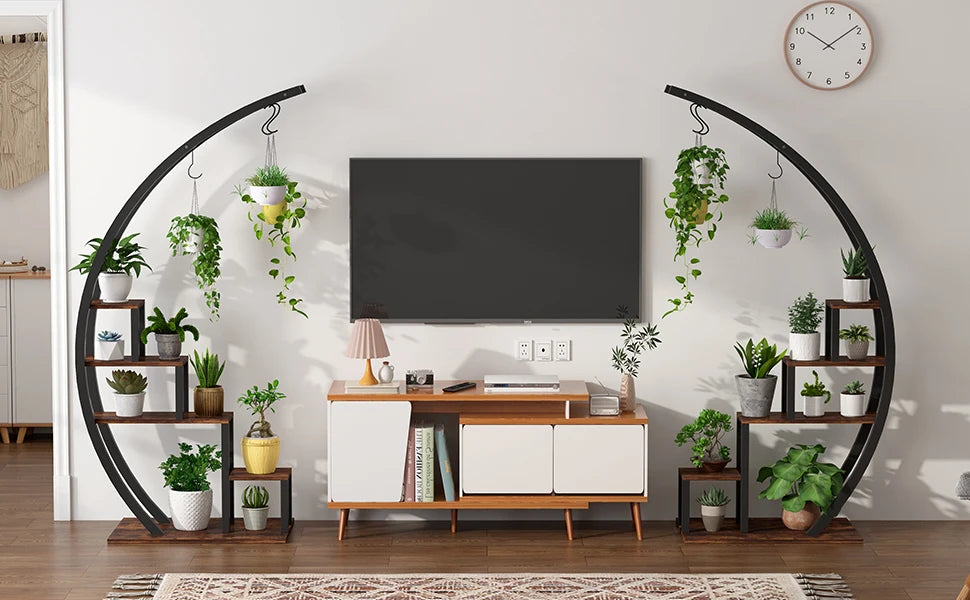Twister.CK 5 Tier Indoor Plant Stand Half Moon Shelf Rack 2 Pack