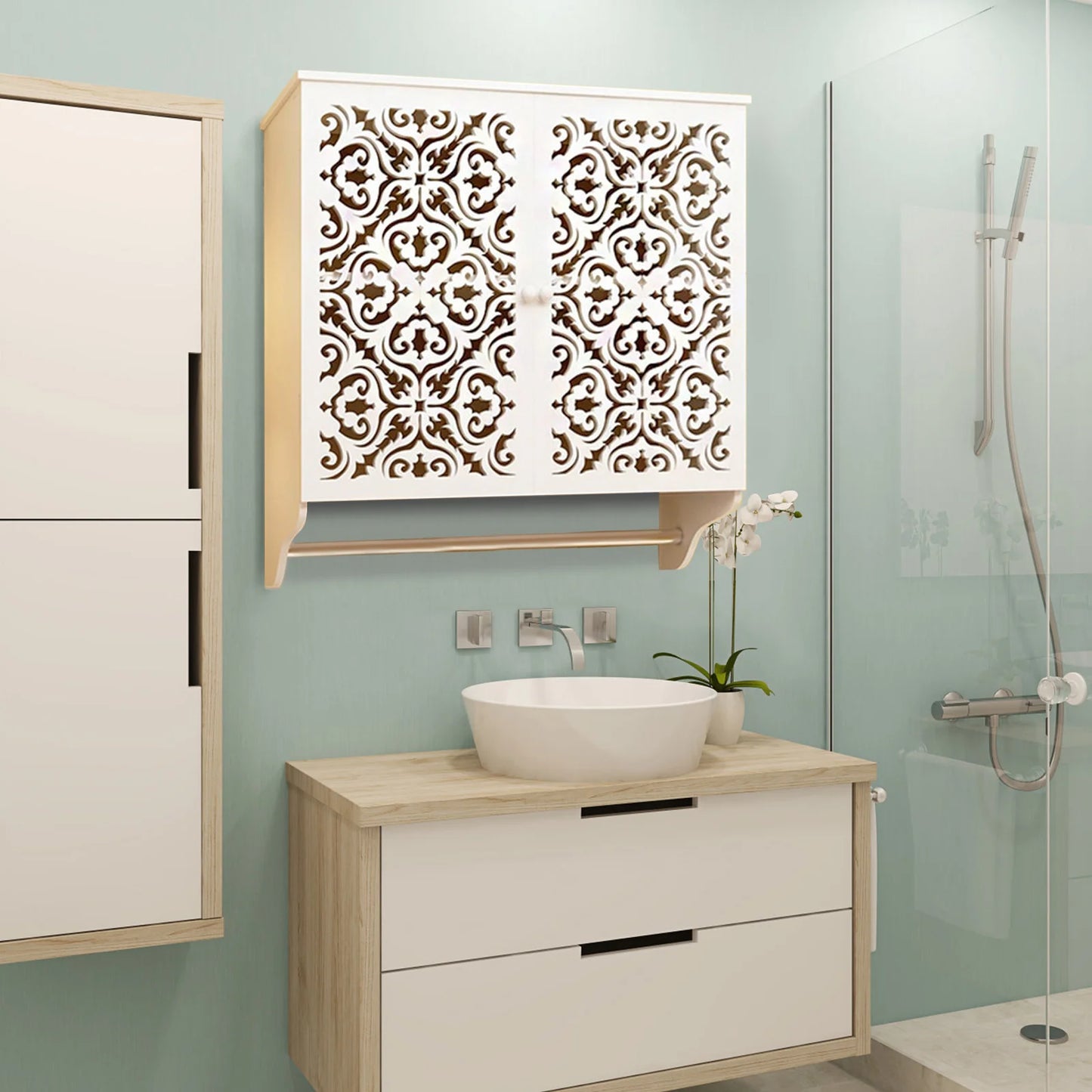 Bathroom Wall Cabinet With Towel Bar Over Toilet Space Saver
