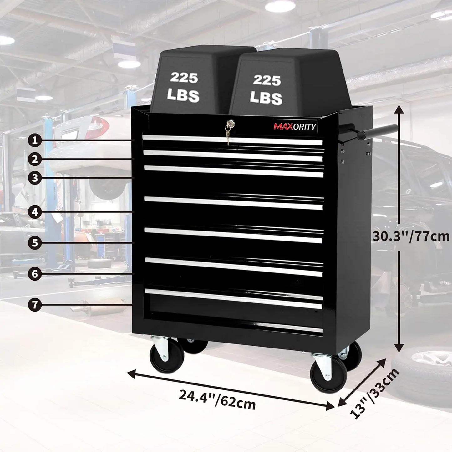 Heavy-Duty 7-Drawer Rolling Tool Chest Cabinet With Lock Mobile Cart