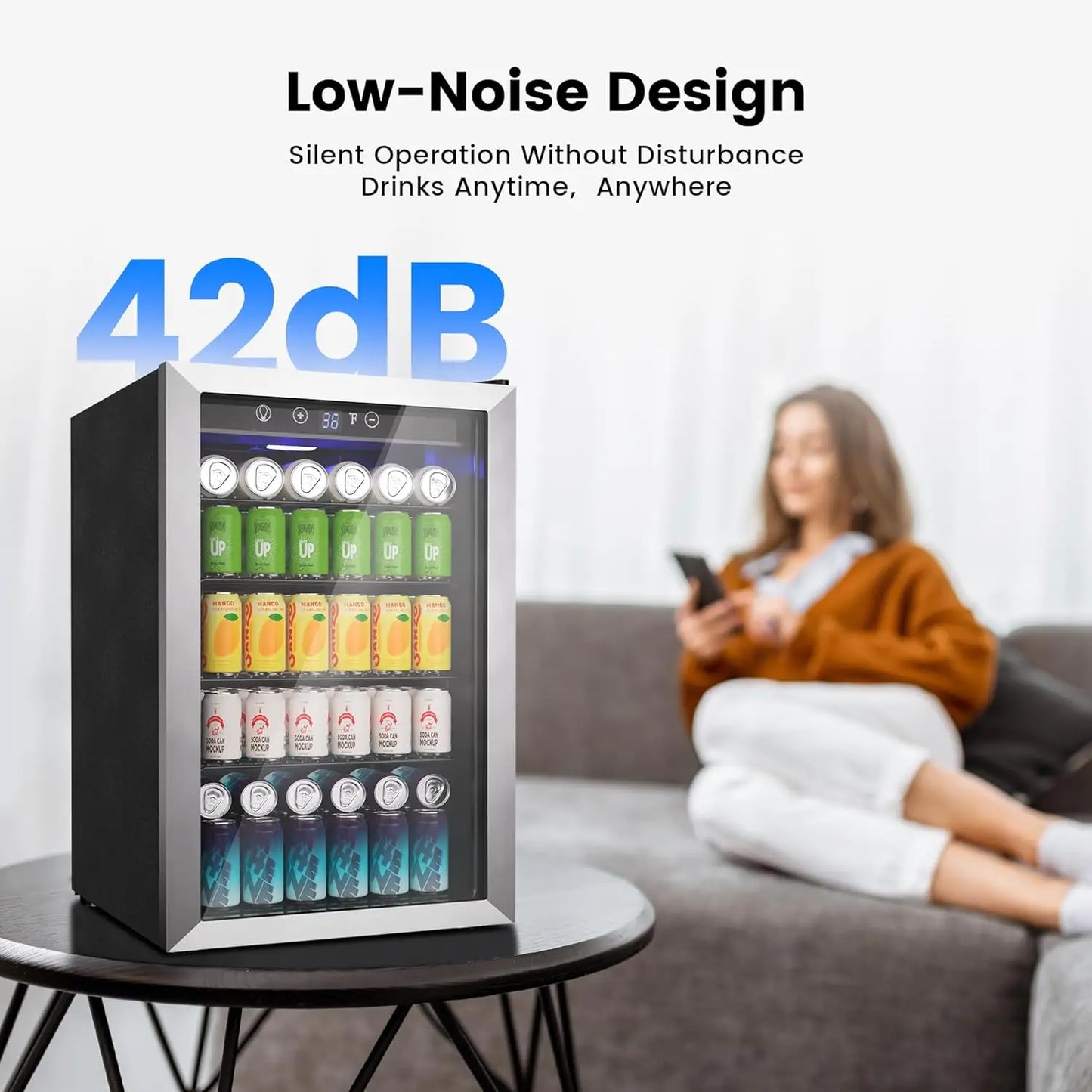 Glass Door Beverage Refrigerator With Adjustable Shelves For Home Bar