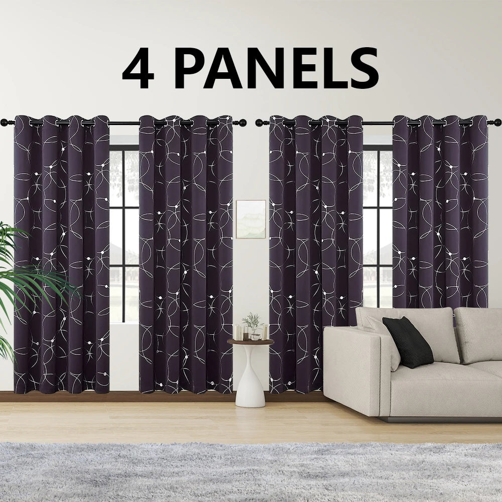 4 Piece Blackout Grommet Curtains Thermal Insulated Room Darkening