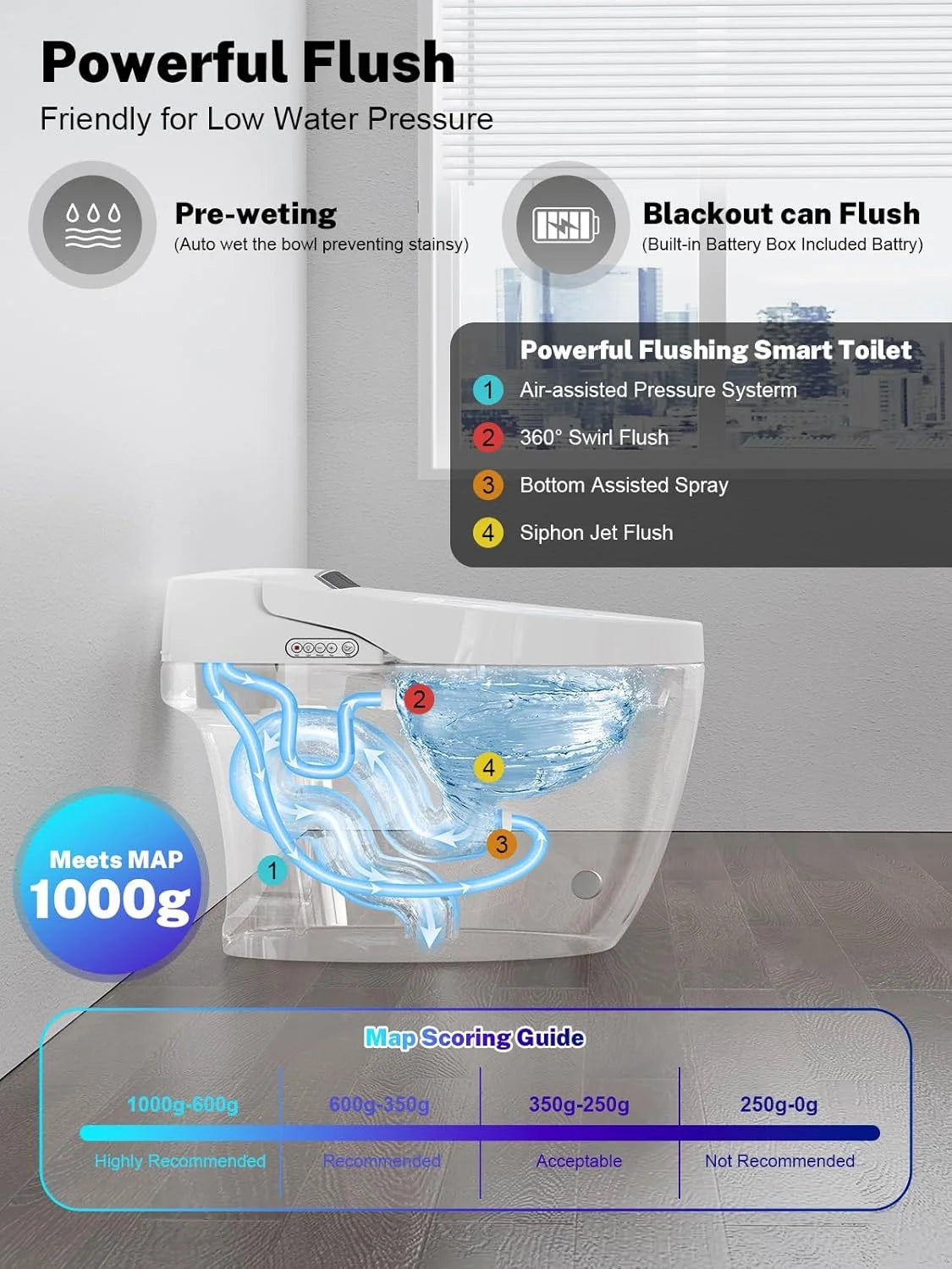 Smart One Piece Tankless Toilet With Heated Seat Night Light