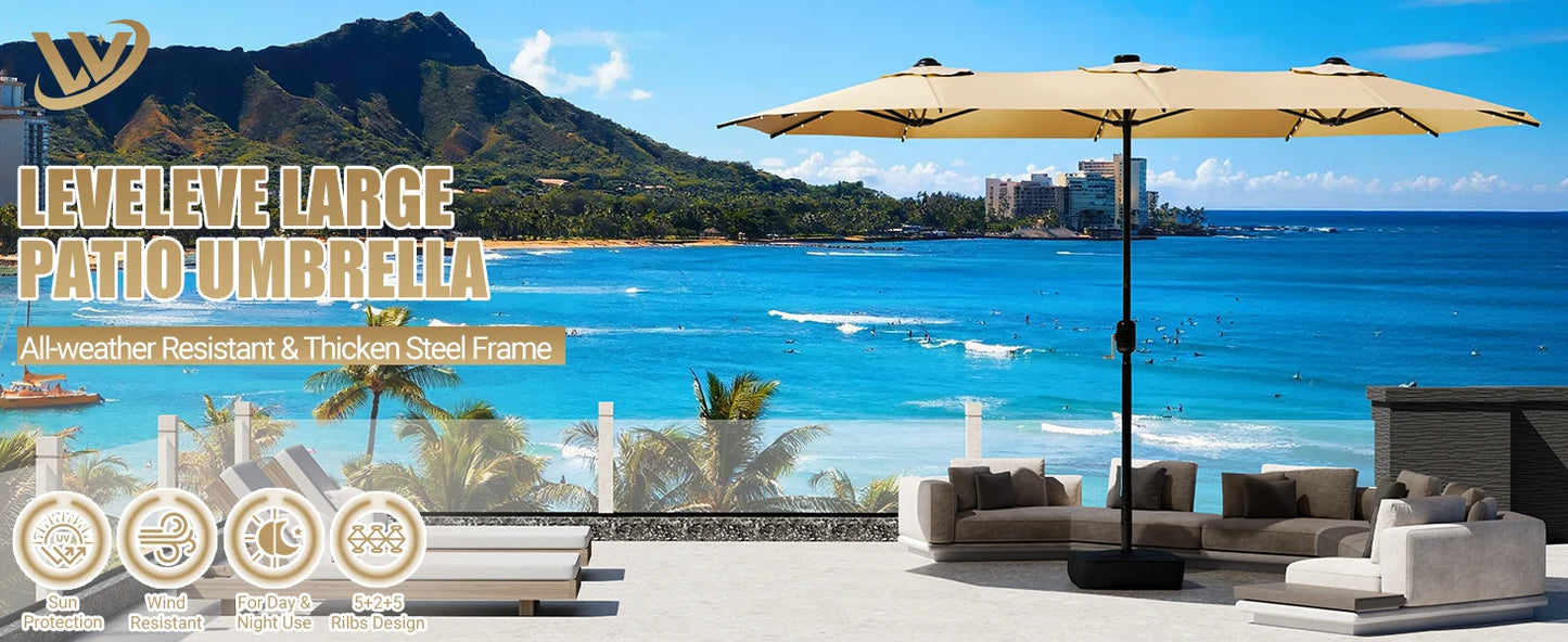 Patio Umbrella With Base Double-Sided Outdoor Shelter