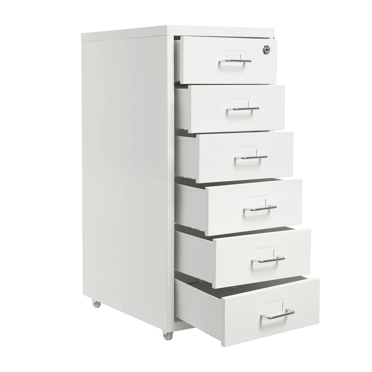 6 Drawer File Cabinet With Lock Metal Rolling Organizer For Office
