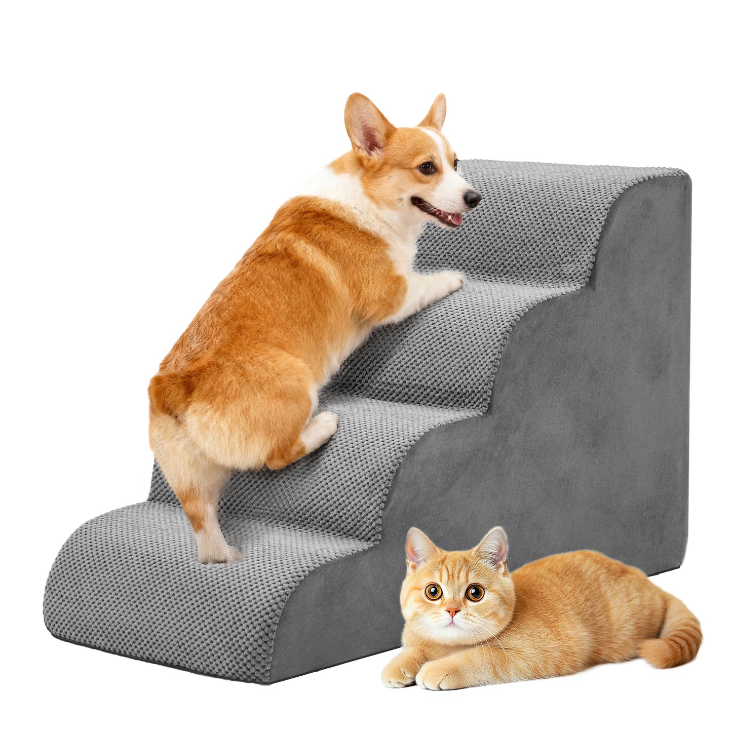 Curved High Density Foam Dog Stairs For Small Dogs Indoor Non Slip