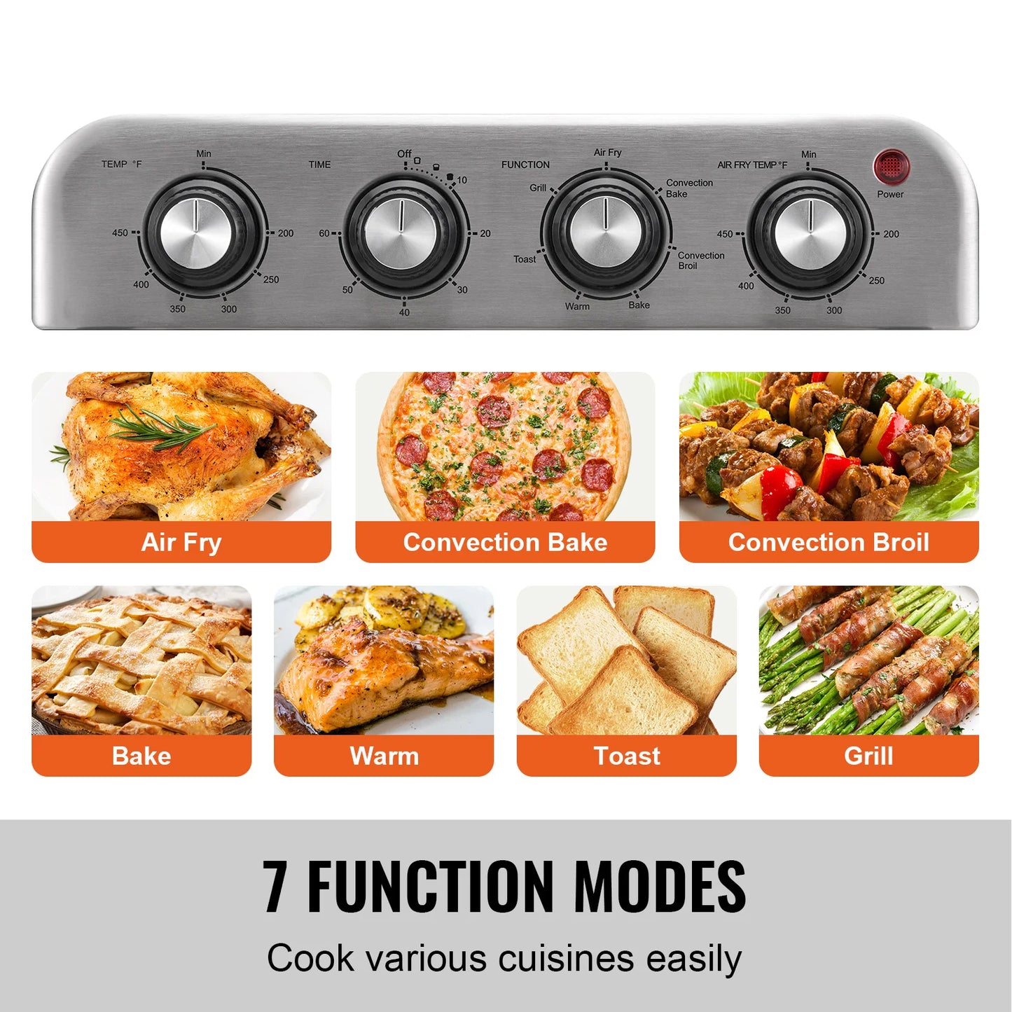 SucceBuy Air Fryer Toaster Oven Stainless Steel Countertop Combo With Grill