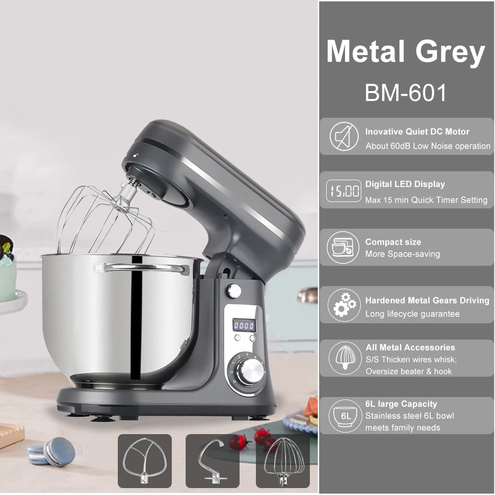 Biolomix BM601 Stand Mixer With 1200W Motor And 6 Speed