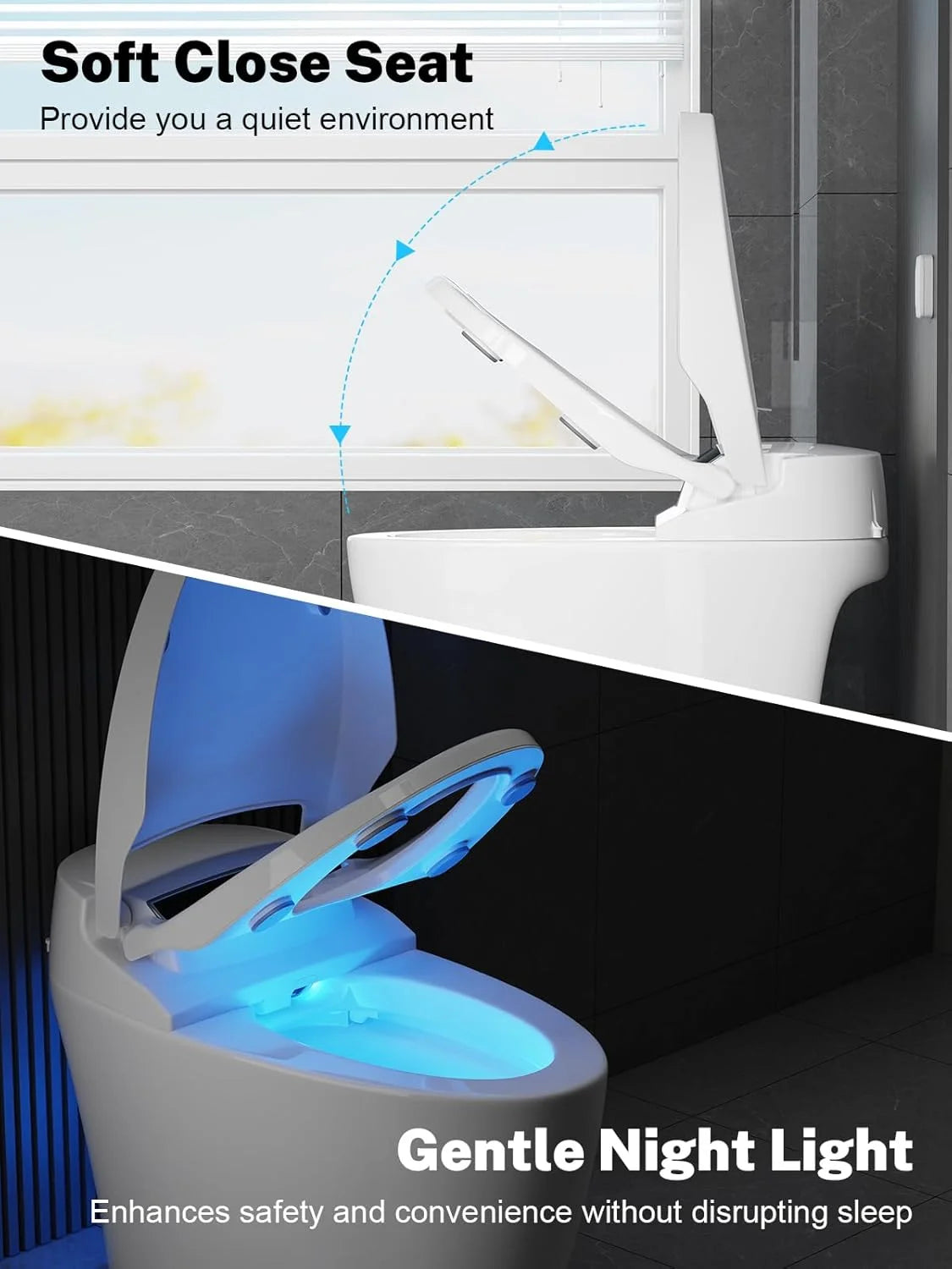 Smart One Piece Tankless Toilet With Heated Seat Night Light