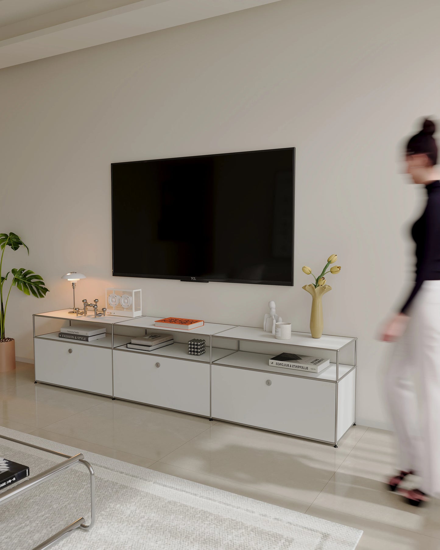 Bigcityfur TV Stand Metal Storage Cabinet for Living Room