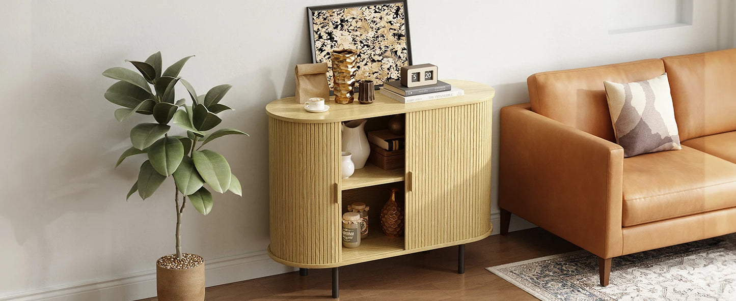 ONBRILL Modern Sideboard Buffet Cabinet With Sliding Doors And Shelves